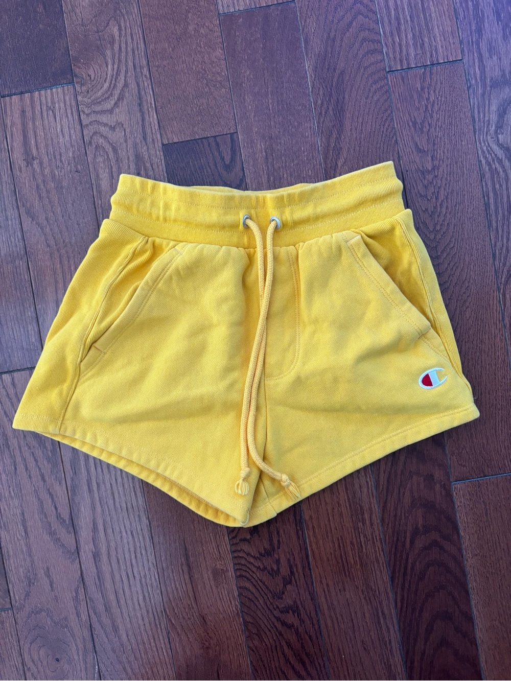 Champion Yellow Fleece Drawstring Athletic Shorts